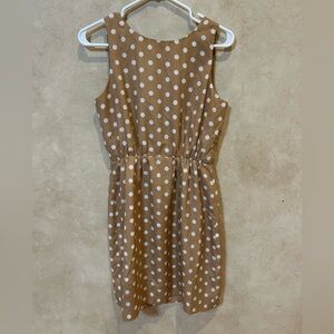 J. Crew Tan/brown Dress with White Dots size 4 classic pretty
